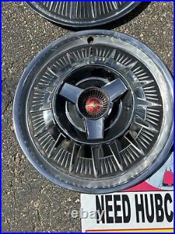 1964 Ford Thunderbird hubcaps Set 4 very rare 15Black/Red Emblem Spinners Nice 1964 Ford Thunderbird hubcaps Set 4 very rare 15Black/Red Emblem Spinners Nice