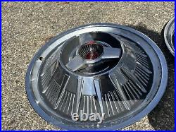 1964 Ford Thunderbird hubcaps Set 4 very rare 15Black/Red Emblem Spinners Nice 1964 Ford Thunderbird hubcaps Set 4 very rare 15Black/Red Emblem Spinners Nice