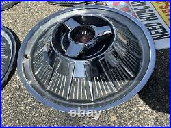 1964 Ford Thunderbird hubcaps Set 4 very rare 15Black/Red Emblem Spinners Nice 1964 Ford Thunderbird hubcaps Set 4 very rare 15Black/Red Emblem Spinners Nice
