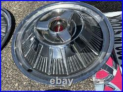 1964 Ford Thunderbird hubcaps Set 4 very rare 15Black/Red Emblem Spinners Nice 1964 Ford Thunderbird hubcaps Set 4 very rare 15Black/Red Emblem Spinners Nice