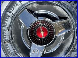 1964 Ford Thunderbird hubcaps Set 4 very rare 15Black/Red Emblem Spinners Nice 1964 Ford Thunderbird hubcaps Set 4 very rare 15Black/Red Emblem Spinners Nice