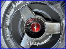 1964 Ford Thunderbird hubcaps Set 4 very rare 15Black/Red Emblem Spinners Nice 1964 Ford Thunderbird hubcaps Set 4 very rare 15Black/Red Emblem Spinners Nice