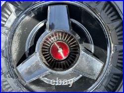 1964 Ford Thunderbird hubcaps Set 4 very rare 15Black/Red Emblem Spinners Nice 1964 Ford Thunderbird hubcaps Set 4 very rare 15Black/Red Emblem Spinners Nice