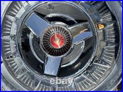 1964 Ford Thunderbird hubcaps Set 4 very rare 15Black/Red Emblem Spinners Nice 1964 Ford Thunderbird hubcaps Set 4 very rare 15Black/Red Emblem Spinners Nice