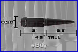 1999-2002 Ford F-250 F-350 Excursion Metal Solid Spike Lug Nuts Black 4.5 Tall