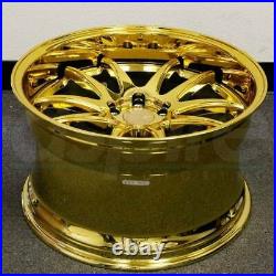 19 Inch AodHan DS02 19x11 5x114.3 +15 Wheels Deep Dish Vacuum Gold Rims Set 4