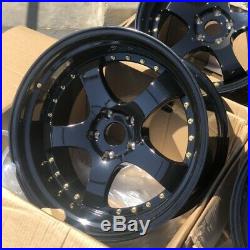 19x9.5 +12 F 19x11 +15 R AodHan AH03 5x114.3 Black Rims Wheels (Used Set)