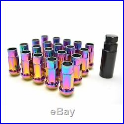 (20) 48mm Tuner Steel Neo Chrome 20 Pcs 12x1.5mm Lug Nuts Open End Extended