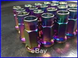 (20) 48mm Tuner Steel Neo Chrome 20 Pcs 12x1.5mm Lug Nuts Open End Extended