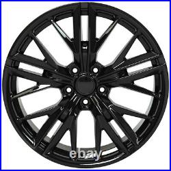 20 Gloss Black Wheels 20x10 +23 / 20x11 +43 Fit Chevrolet Camaro Chevy Set 4