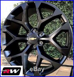 20 inch Chevy Silverado 1500 Snowflake OE Replica Wheels 20x9 Rims Satin Black