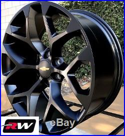 20 inch Chevy Silverado 1500 Snowflake OE Replica Wheels 20x9 Rims Satin Black