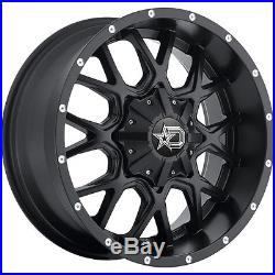 20x12 Black Dropstars 645B Wheels 8x6.5 -44 Lifted Fits Dodge Ram 2500 2500