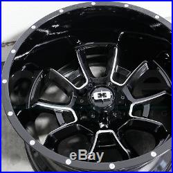 20x12 Black Milled Wheels Vision 415 Bomb 6x5.5/6x139.7 -51 (Set of 4)