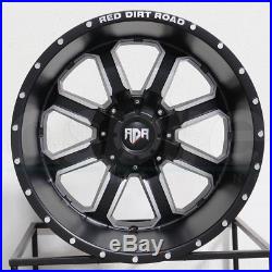 20x12 RDR RD01 RD1 6x135/6x5.5/6x139.7 -44 Black Machine Wheels Rims Set(4)