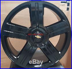 22 Wheels Texas Edition Gloss Black Rims Fit Chevy Silverado Tahoe GMC Yukon LTZ