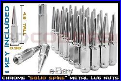 24 Pcs Spiked Chrome Metal Lug Nuts 4.5 Inches Tall Fits Silverado Sierra 14x1.5
