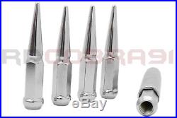 24 Pcs Spiked Chrome Metal Lug Nuts 4.5 Inches Tall Fits Silverado Sierra 14x1.5
