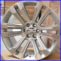 26 GMC Replica Rims Silver New Style Wheels Fit Tahoe Sierra Yukon Silverado G10