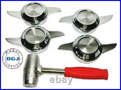 2 Bar Cut Chrome Knock-Off Spinners & Red Lead Hammer for Lowrider Wire Wheel(M)