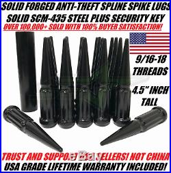 32 9/16-18 Black Spike Lug Nuts For Dodge Ram 2500 3500 Ford F250 F350 Trucks