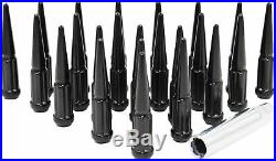 32 PC Spike Spline Black Steel Lug Nuts 9/16 Ford F-250, E-250, E-350