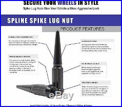 32 PC Spike Spline Black Steel Lug Nuts 9/16 Ford F-250, E-250, E-350