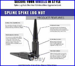 32pc Black Spike Spline Lug Nuts 14 x1.5 fits Chevy, Dodge, Ford, GMC
