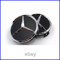 4PCS 75mm Wheel Center Hub Caps Cover Logo Badge Emblem for Mercedes-Benz Black