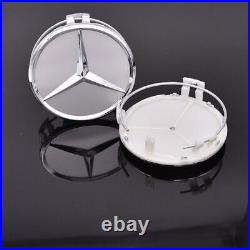 4PCS 75mm Wheel Center Hub Caps Cover Logo Badge Emblem for Mercedes-Benz Silver