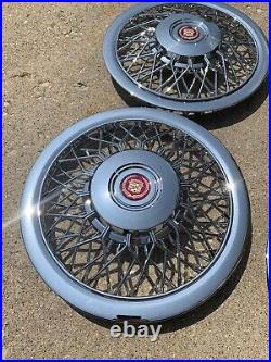 4 1970-1992 FITS CADILLAC FLEETWOOD WIRE SPOKE 15 Hubcaps WHEELCOVERS BROUGHAM