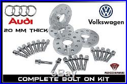 4 20mm Wheel Spacers + 20 lug bolts VW Jetta Audi a4 5x112 5x100 57.1