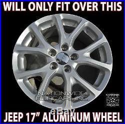 4 BLACK 2014-2017 Jeep Cherokee 17 Wheel Skins Hub Caps Snap On Full Rim Covers