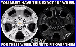 4 Black 2014-2018 Silverado 1500 18 Wheel Skins Hub Caps Alloy Rim Full Covers