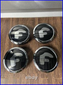 4 F Black Chrome Emblem Center Caps Floating Spinner For Forgiato Wheels
