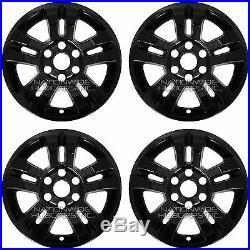 4 GLOSS BLACK 14-19 SILVERADO TAHOE 18 Wheel Skins Hub Caps Aluminum Rim Covers