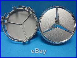 4 Genuine Wheel Hub Cap Mercedes Benz Star OEM# 2204000125 Alloy Wheel Silver