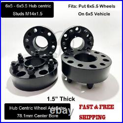 4 Hub Centric 6x5 To 6x5.5 Wheel Adapter For Trailblazer Envoy Bravada SSR 1.5 4 Hub Centric 6x5 To 6x5.5 Wheel Adapter For Trailblazer Envoy Bravada SSR 1.5