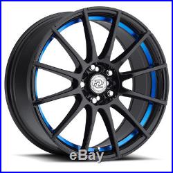 4-NEW Drag Concepts R-16 17x7 5x100/5x114.3 +40mm Black/Blue Wheels Rims