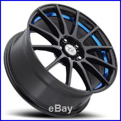 4-NEW Drag Concepts R-16 17x7 5x100/5x114.3 +40mm Black/Blue Wheels Rims
