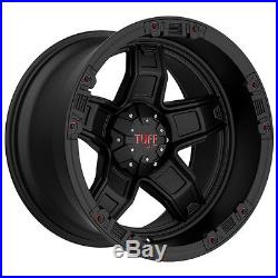 4-NEW Tuff T-10 20x12 5x114.3/5x127 -45mm Black/Red Wheels Rims