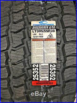4 New LT 305 55 20 LRE 10 Ply Cooper Discoverer X/T4 A/T Snow Rated Tires