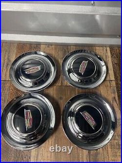 4 PC For Cadillac Hub Caps Center Spinner Dawn Floating Silver 202224262830