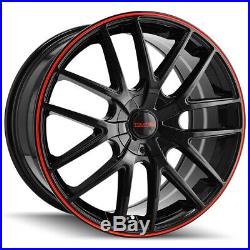 4-Touren TR60 16x7 5x100/5x4.5 +42mm Black/Red Wheels Rims 16 Inch
