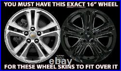 4 for Chevrolet Cruze LT 2016-18 Black 16 Wheel Skins Hub Caps Full Rim Covers