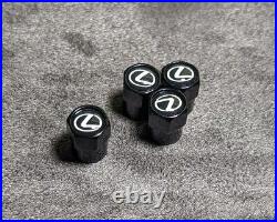 4pc Black Hex Lexus Emblem Car Wheels Air Metal Valve Stem Caps Cover