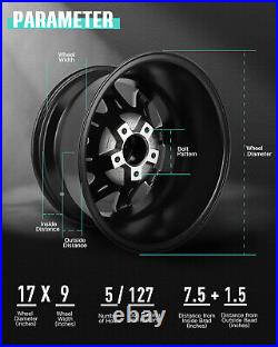 4pcs 17x9 inch 5x127 -6mm Offset 78.1HUB Black Wheel Rim for Jeep Wrangler JK JL