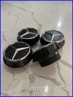 4pcs Mercedes Benz C63s E63s CLS63s AMG 60mm Black Chrome Center Caps Screw On 4pcs Mercedes Benz C63s E63s CLS63s AMG 60mm Black Chrome Center Caps Screw On