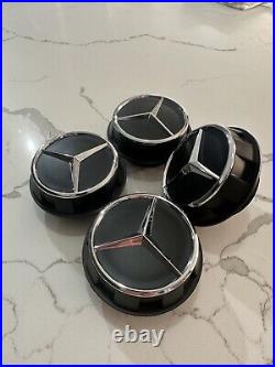 4pcs Mercedes Benz C63s E63s CLS63s AMG 60mm Black Chrome Center Caps Screw On 4pcs Mercedes Benz C63s E63s CLS63s AMG 60mm Black Chrome Center Caps Screw On