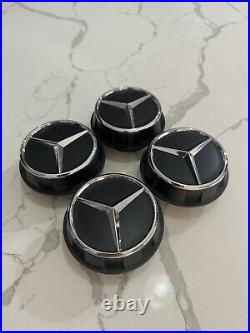 4pcs Mercedes Benz C63s E63s CLS63s AMG 60mm Black Chrome Center Caps Screw On 4pcs Mercedes Benz C63s E63s CLS63s AMG 60mm Black Chrome Center Caps Screw On